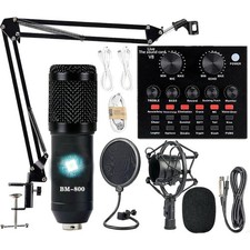Podcast Microphone Bundle Condenser Voice Changer Recording Studio Kit for La...