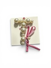 Anthropologie Pearl Golden Monogram Letter T Initial Ornament NWT
