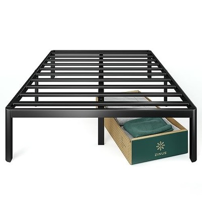 ZINUS VAN 16 '' METAL PLATFORM BED FRAME STEEL, SLAT SUPPORT KING - BLACK