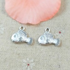 Free Ship 120 pcs tibetan silver fish charms pendant 14x16mm L-5235