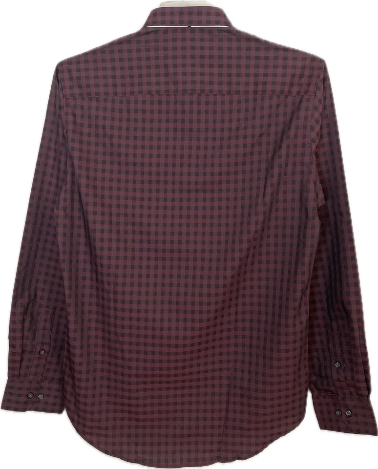 Alfani Men's Spiced Wine Gingham Dress Shirt Size M 15 (34-35) - Image 2 of 4