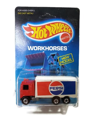 1988 Hot Wheels Hiway Hauler w/Pepsi Small Logo Workhorses #2806  Red Unpunched