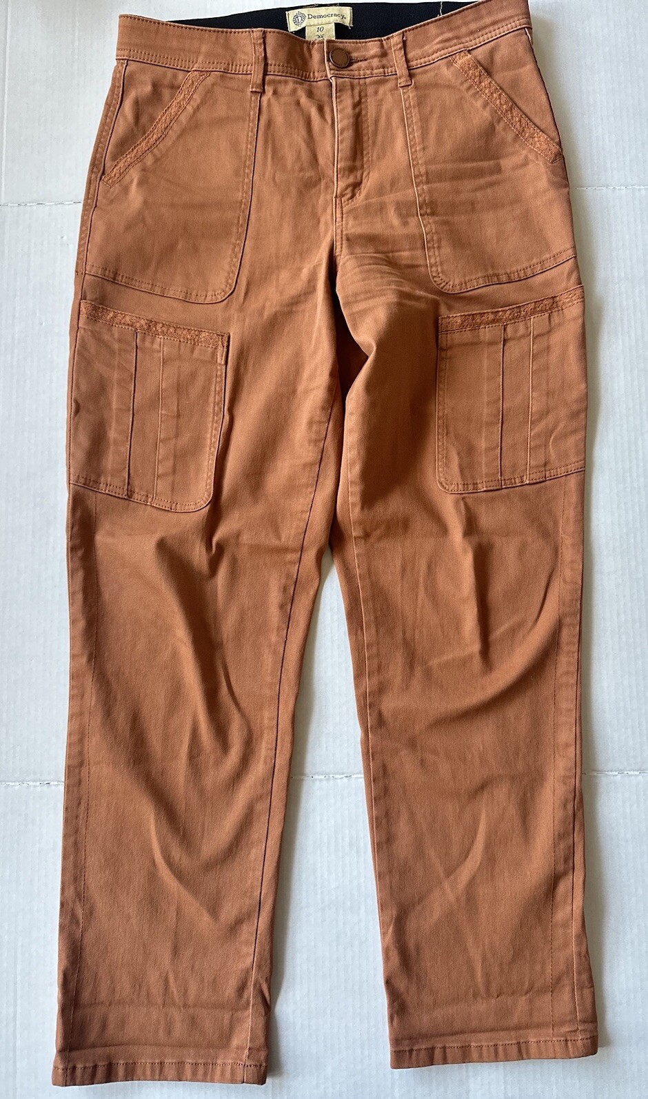 Democracy Womens Pants 10 Ab Technology Cargo Utility Side Pockets Tummy Control