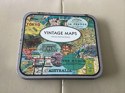 Vintage Karten - 100 plus verschiedene Aufkleber in Sammeldose - selten komplett