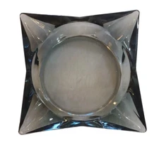 VINTAGE CIGAR  ASHTRAY 6” SQUARE SMOKED GRAY GLASS  MAD MEN MANCAVE MCM
