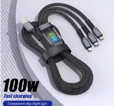 3 in 1 100W Fast Charging Cable USB Type C Cable For iPhone Realme Samsung Huawe