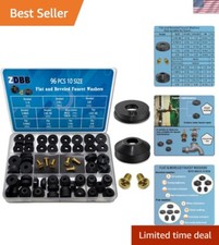 96-Piece Flat and Beveled Faucet Washer Set with Brass Screws - Neoprene Durable