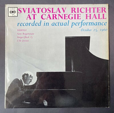 CBS vinile LP DEBUSSY Sviatoslav Richter At Carnegie Hall 1960 SUITE BERGAMASQUE