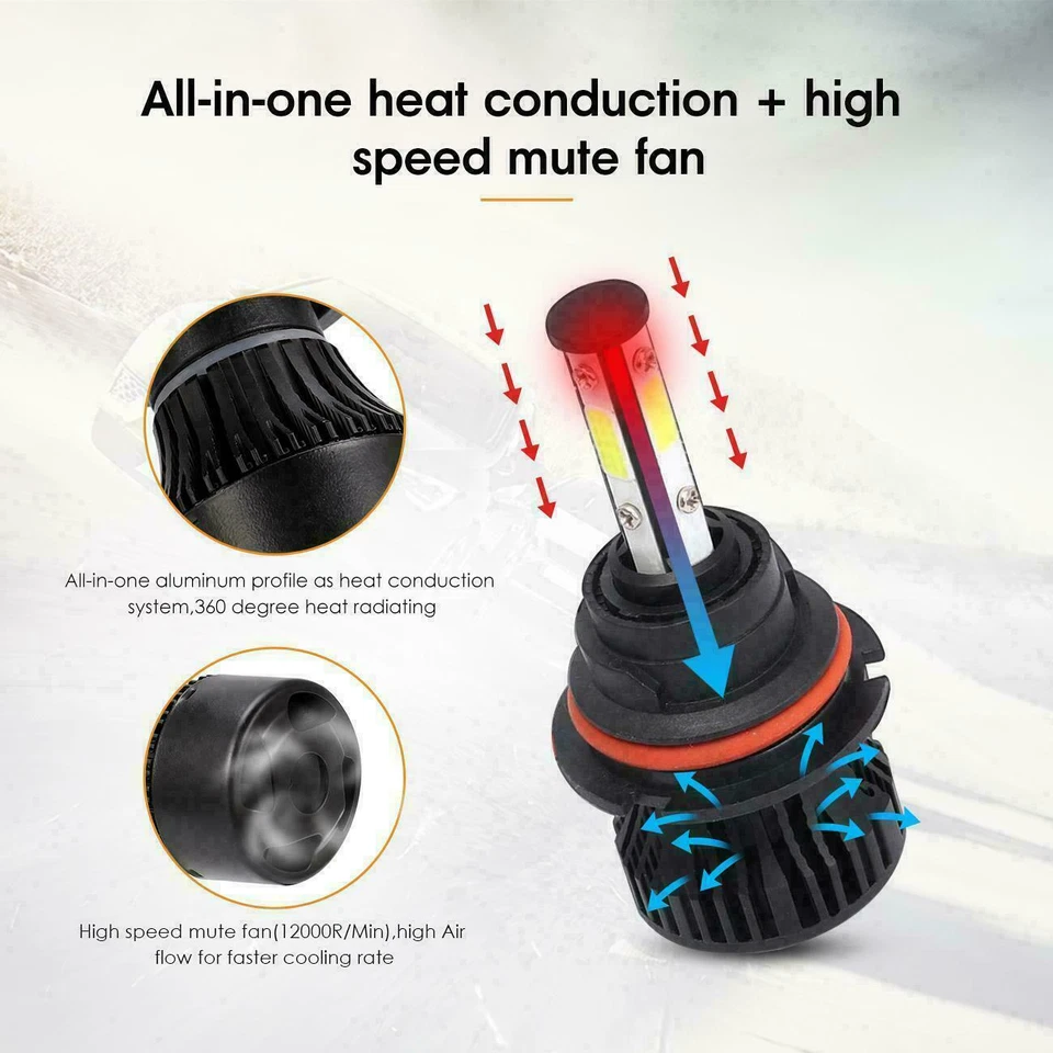 Kit de bombillas LED de haz alto/bajo para Isuzu Trooper 1987-2002 6000K 2 piezas 9004 Foto 2 de 4