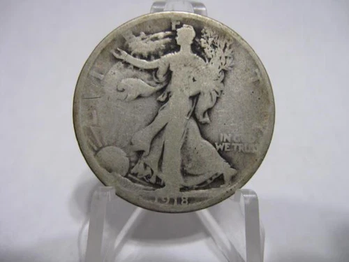 RARE BETTER DATE 1918 D WALKING LIBERTY HALF DOLLAR VG/F++ nfm1344