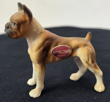 Vintage Bone China Dainty Miniature Brown Boxer Dog Figurine Made In Japan