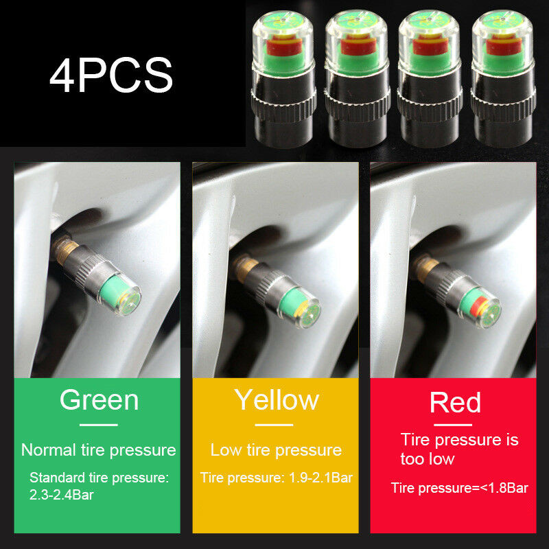 4Pcs Car Auto Tire Tyre Air Pressure Valve Stem Caps Sensor Indicator