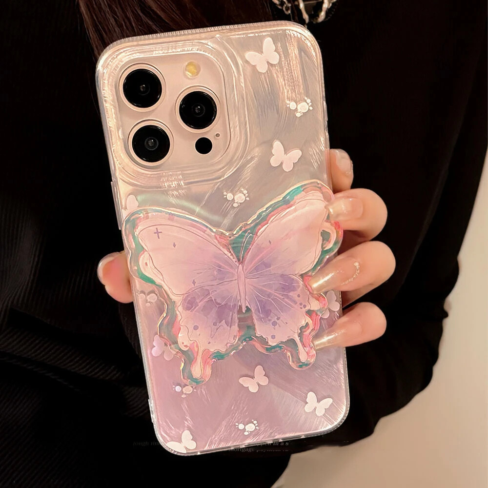 Colorful Gradient Butterfly Phone Case for iPhone 15 14 13 12 11 Pro Max