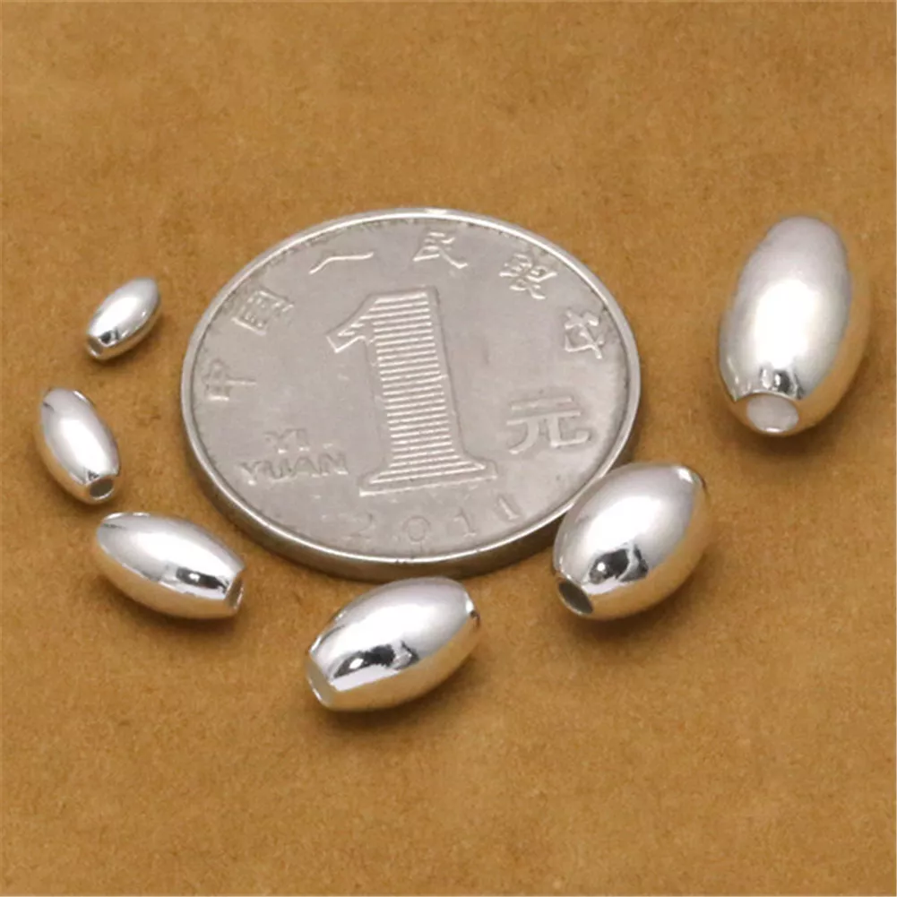 925 Sterling Silver Oval Beads for Bracelet Necklace 2mm 3mm 4mm