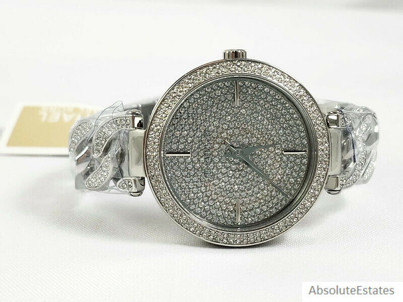 NEW Michael Kors Catelyn Silver Glitz Chain Stainless Steel