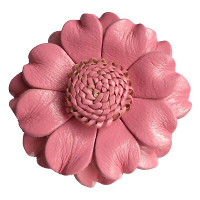 Brosche Haarspange Party Hochzeit BLUME Echtleder Rosa Süßigkeiten 