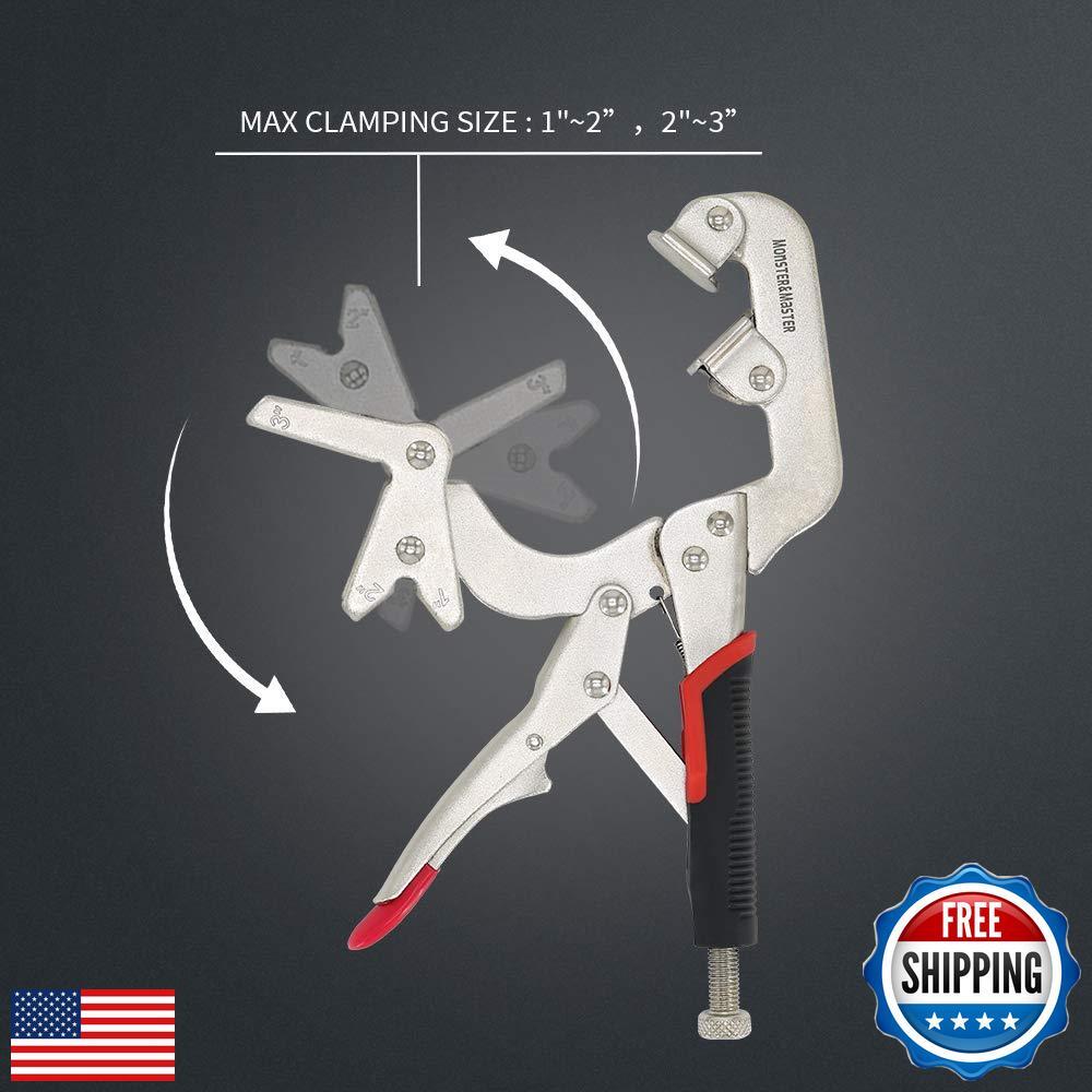 Monster and Master Welding Pipe Plier Clamp, Fast Release, C-Clamp Locking wi