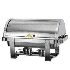 Atosa AT721R61-1 Commercial Full Size Chafing Dish W/ Roll Top & Gold Accent