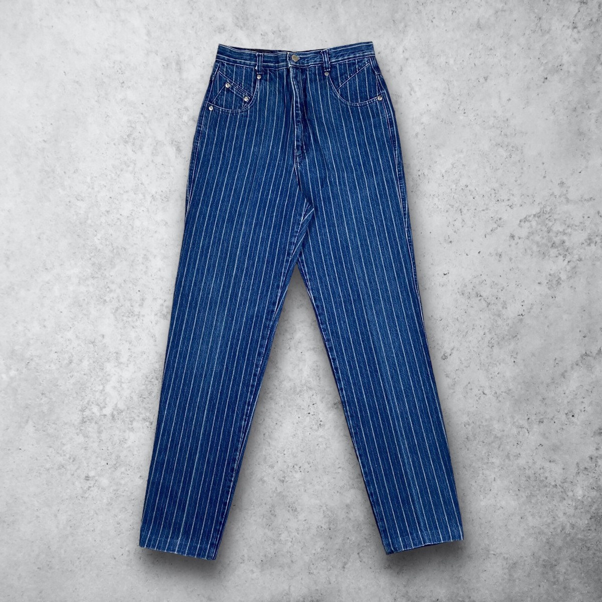 Vintage 80s Pandhandle Slim Western Cowgirl Pinstripe Denim Jeans