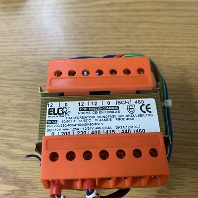 Elca Transformer Monofase Sec 12V Pri .12/24V TMS030+30440035 See Pics