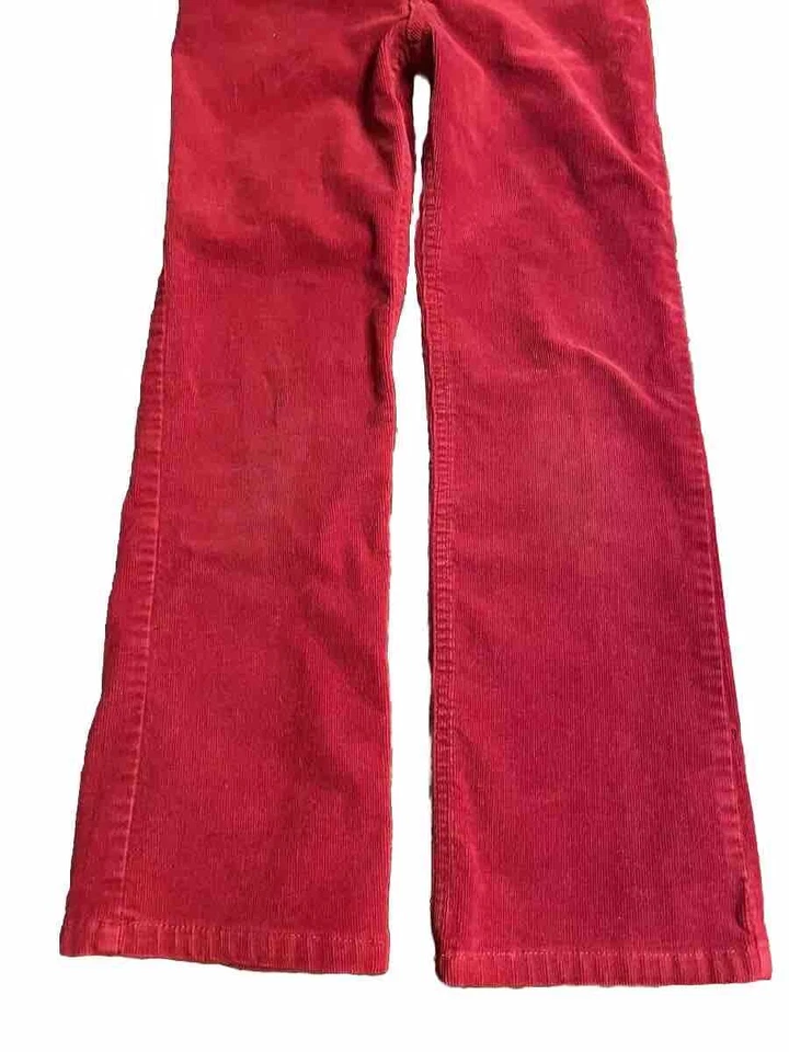 Girls Greendog Red Corduroy Pants Size 6X Heart Pockets on back, boot leg style - Image 3 of 4