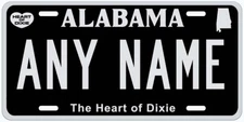 Alabama Black Silver Personalized Novelty Car Auto License Plate Any Name