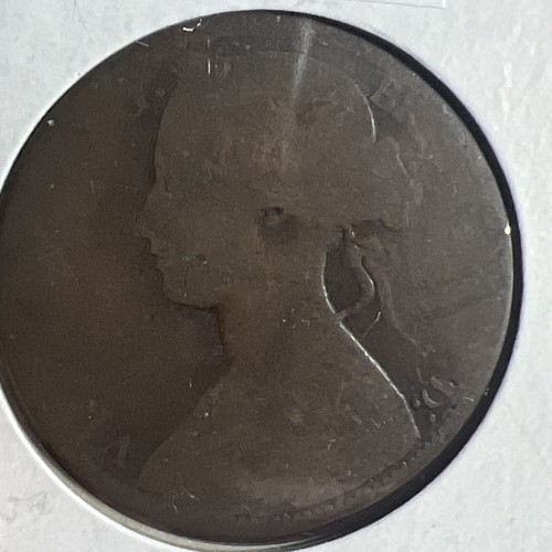 Great Britain 1873 Queen Victoria Bronze Penny. Poor Condition F1521 - Picture 4 of 5