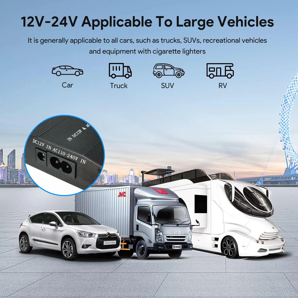 120W Ladegerät Ladekabel für Laptop Notebook DC 12-24V Auto KFZ Netzteil Adapter - Bild 3 von 4