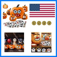 48 Pack Halloween Pumpkin Decoration Stickers DIY Pumpkin Face Stickers Large...