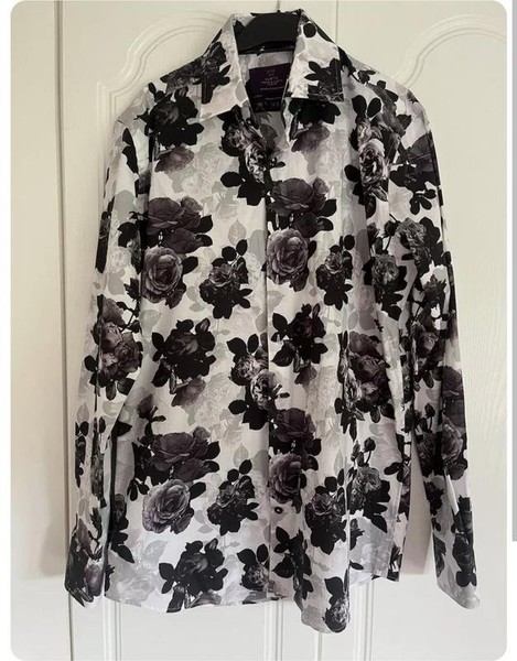 Men Hawes & Curtis Shirt Black Cotton 40 /L / 48
