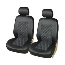 4PCS Car Seat Cover, PU Leather Vehicle Seat Protector Full Sets, Black