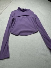 LovePoem Purple Ribbed Long Sleeve Mock Neck Top Women’s Size L