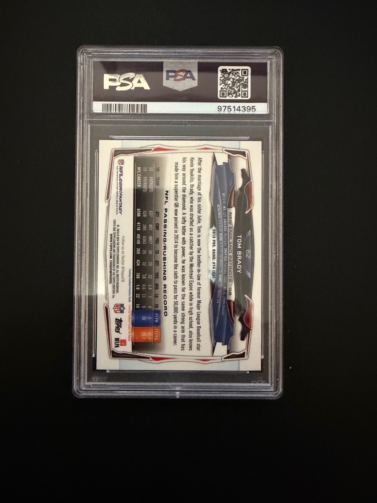 2014 Topps Chrome Tom Brady PSA 9 Patriots GOAT!!! view 2