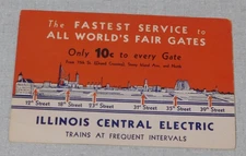 1933 Chicago World's Fair Illinois Central Electric advertising card