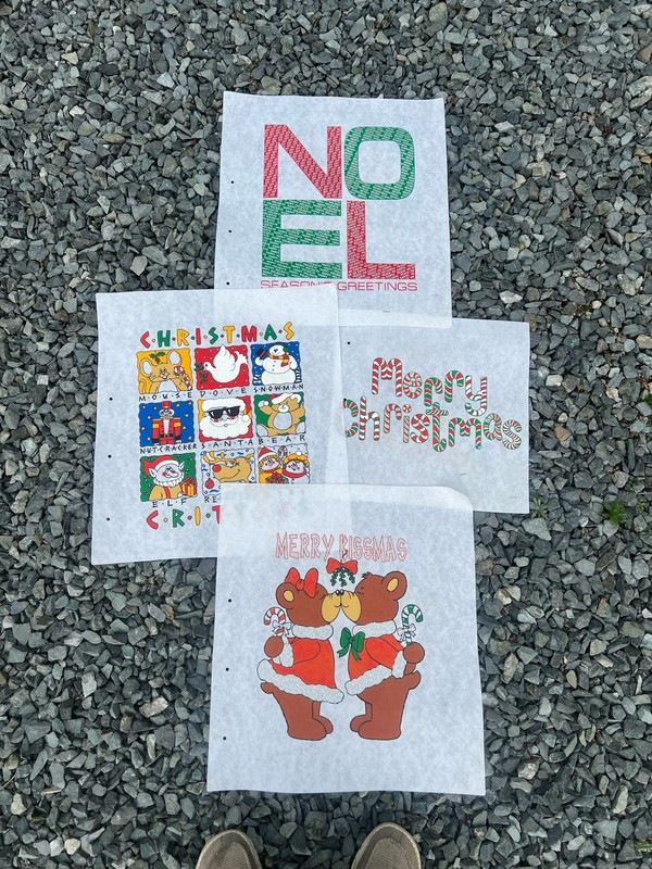 Lot 4 Vintage Christmas Iron On Heat Transfers Noel Bears Candy Cane Critters