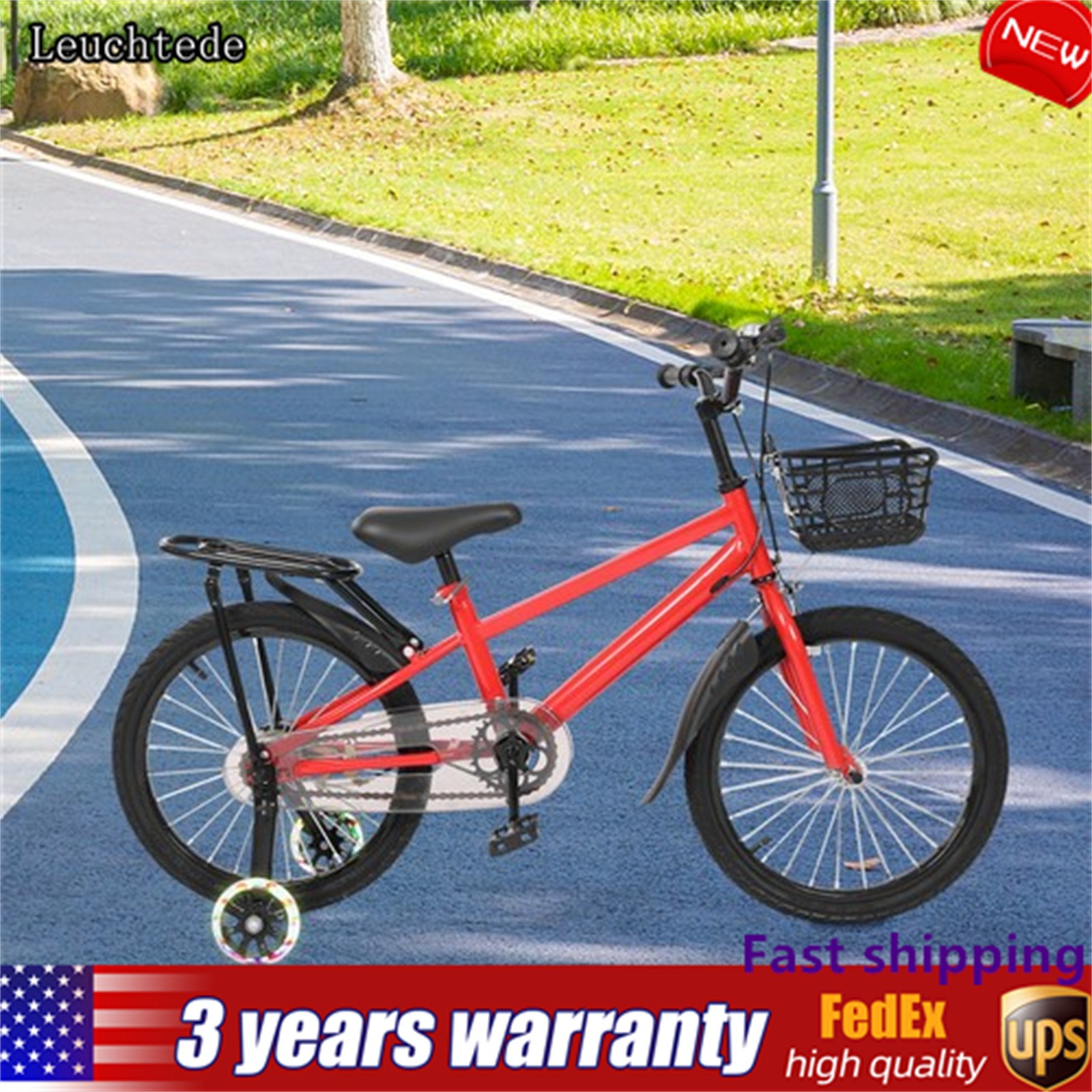 (New) 18 Inch Bicycle Kid Bike w/ Training Auxiliary Wheel For 6-8 Years Old Children (105.71 USD)