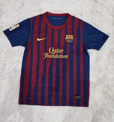 Nike Barcelona Soccer Jersey Youth M Blue FCB Qatar Foundation Short Sleeve 