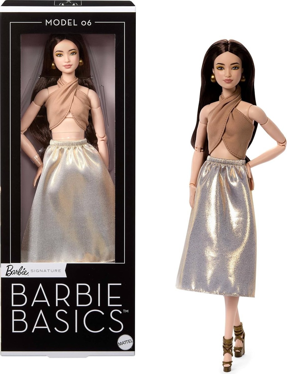 BARBIE Signature Basics Model 06 Doll Wavy Brunette Hair Posable