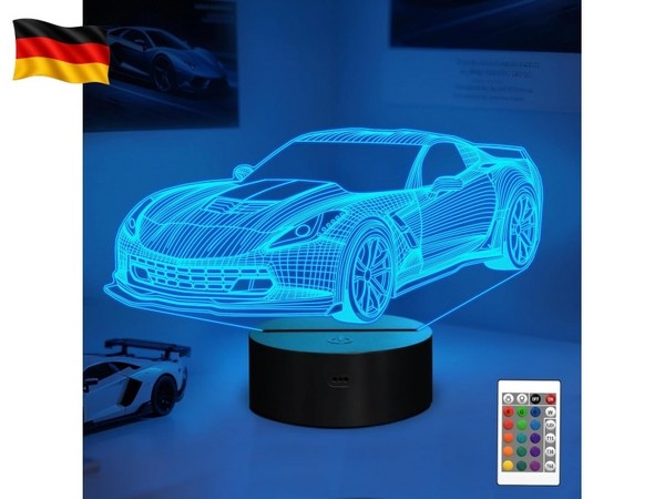 Auto Nachtlicht, 3D Led Rennwagen Illusionslampe 16 Farben Mit Fernbedienung-image