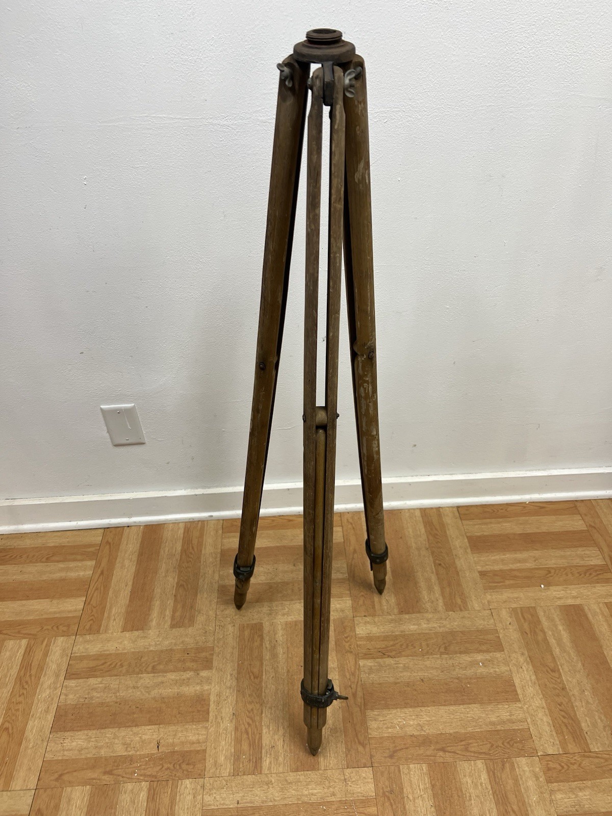 Vintage WOOD TRIPOD rustic decor transit lamp stand survey industrial adjustable