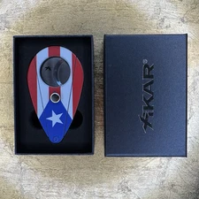 Puerto Rico Flag XIKAR XI-190BK Straight Cigar Cutter