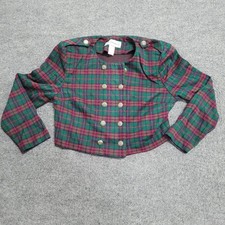 Rhodes Collections Jacket Kids Size 6P Green Red Plaid Double Breasted USA Made