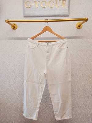 Boohoo Damen Elfenbein Weiß Jeans 16 Petite HighWaist Cropped Straight Leg ISL 25''