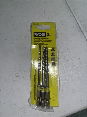 RYOBI AR2043 HIGH SPEED STEEL IMPACT RATED MASONRY DRILL BIT SET (3-PIECE) D17