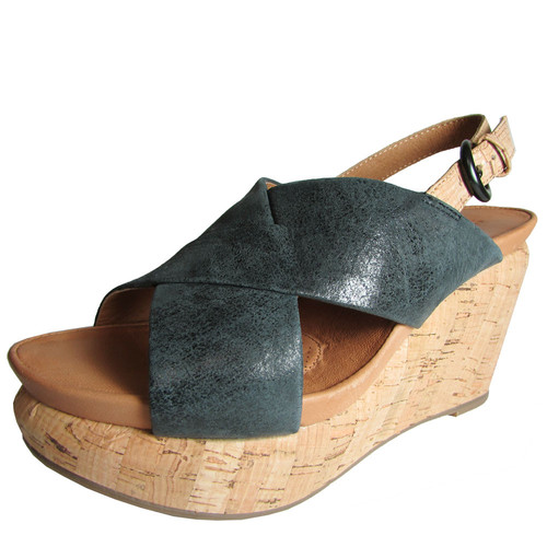 Gentle Souls Womens Jayne NU Platform Wedge Sandal Shoe, Black, US 5.5