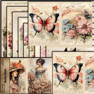10pcs Retro Style Patterns Scrapbook Craft Paper Kit U:K R4O6