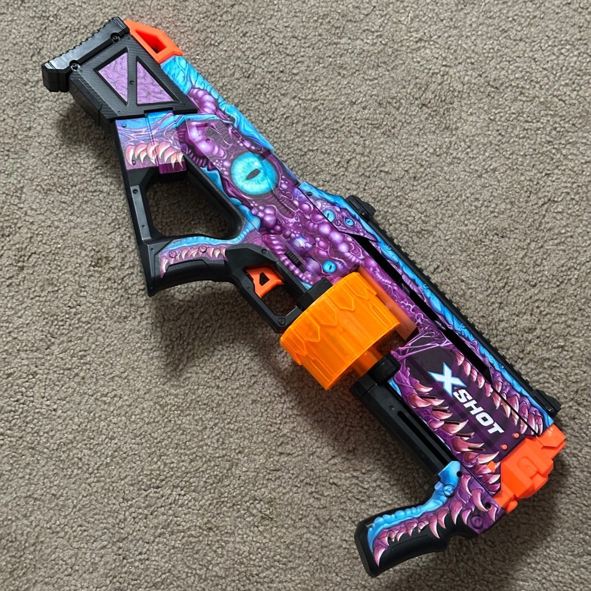 Zuru X-Shot Insanity Mad Mega Barrel Blaster Monster Skin Purple