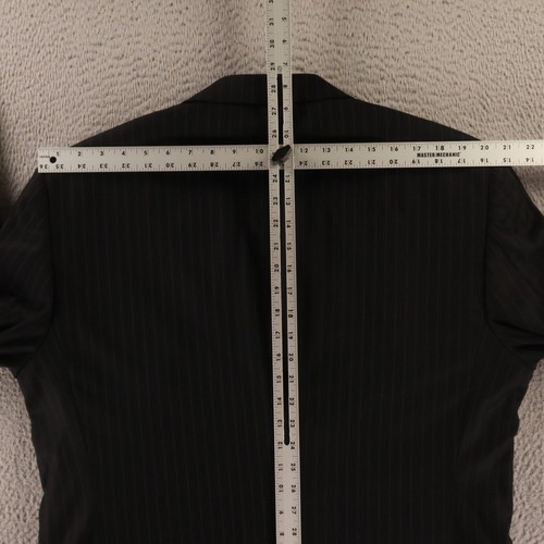 Jos A Bank Jacket L 44R Black Pinstripe Herringbone 100% Wool Twill Blazer - Picture 13 of 16