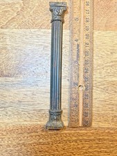 Old Black Mantel Clock Column 5 5/8 Inches Ta...