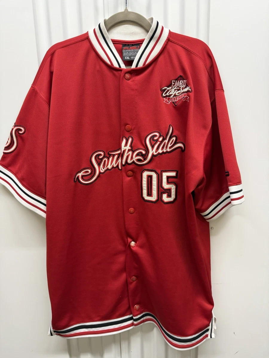 トップス FUBU Baseball Shirt XXL Vintage FUBU Baseball Jersey Shirt Mens XXL Blue Short Sleeve Hip